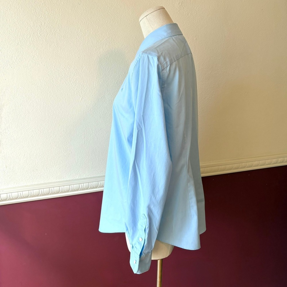 Lauren Ralph Lauren Light Blue Non-Iron Button Down Shirt Monogram Size M Cotton - Picture 4 of 11